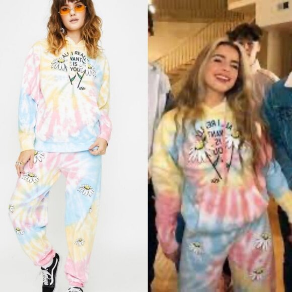 Dolls Kill By Samii Ryan Tie Dye Hoodie Sweatshirt Size Large Daisy Revolve Hood - Picture 12 of 16